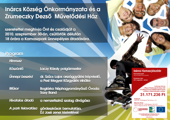 Kamaszparkot avatnak Inárcson